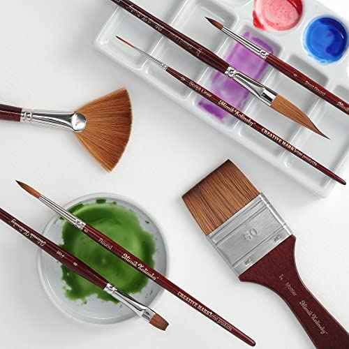 Creative Mark Mimik Kolinsky Watercolor Brush - 1.5 Inch Watercolor Mottler - Short Handle Synthetic Paint Brush - Handmade in Germany - Synthetic Sable Paint Brushes for Artists - Animal-Friendly