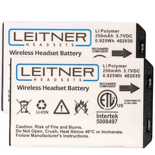 Leitner Genuine Replacement Battery for LH470, LH475, LH570, LH575, LH670, and LH675 ? Works with All Premium Plus Headsets - 2 Pack