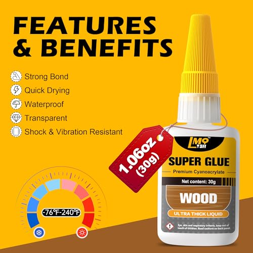 LMQ LASH 1oz Thick Clear Super Glue for Wood & Heavy-Duty Repairs