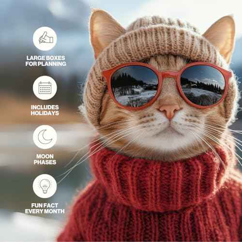 Cat Calendar 2026 - Large 12 Month 2026 Wall Calendar - Month to View Funny Cat Wall Planner Made by Fun Pets