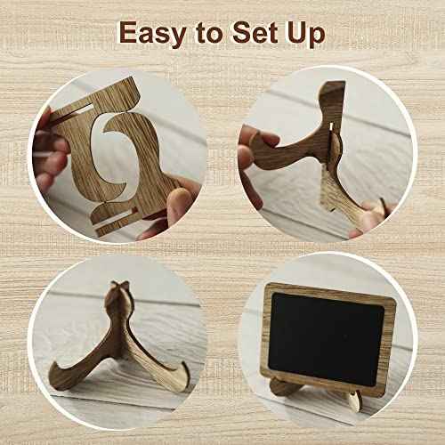Temlum 15 Pcs Mini Chalkboard Sign with 6 Color Chalk Markers, 2.9¡È x 3.9¡È Wooden Blackboard Reusable Small Chalkboards for Food, Buffet, Message Board, Table Number (Rustic Brown)