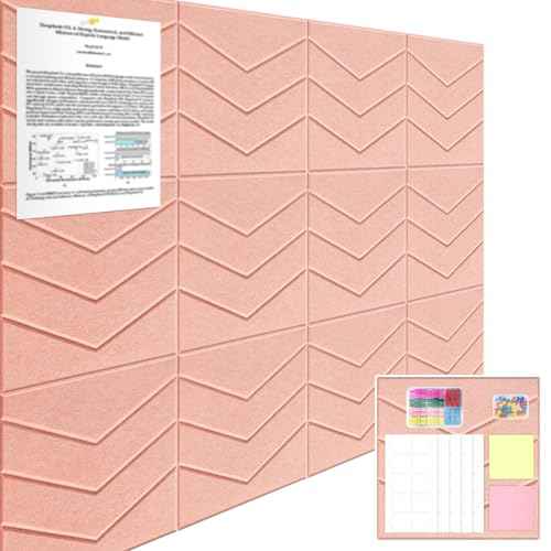 Large Cork Board 48"x36",12 Pack Cork Board Tiles for Wall,Felt Bulletin Board with Sticky Notes, Push Pins & Clips,Tack Board for Office Home Pink