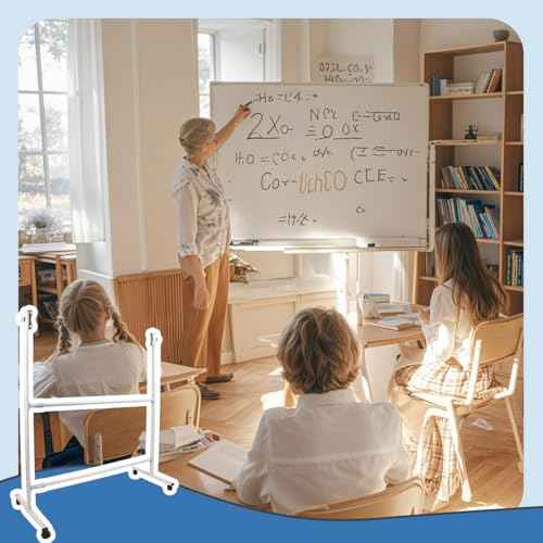 White Board Stand,Adjustable Whiteboard Easel Stand,360¡Æ Rolling Whiteboard Stand,Assembled White Board with Wheels Stand,Suitable for School Home Restaurant Office Auditorium