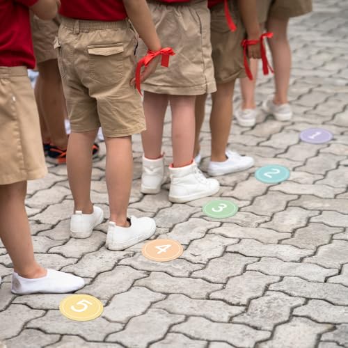 COCHIE 4-Inch Pastel Colorful Classroom Floor Spots - 52PCS Vinyl School Line Up Stickers