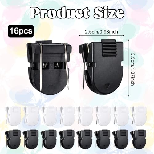 DOPENSPI 16 Pcs Cubicle Clips for Fabric Walls - Black & White Office Hooks