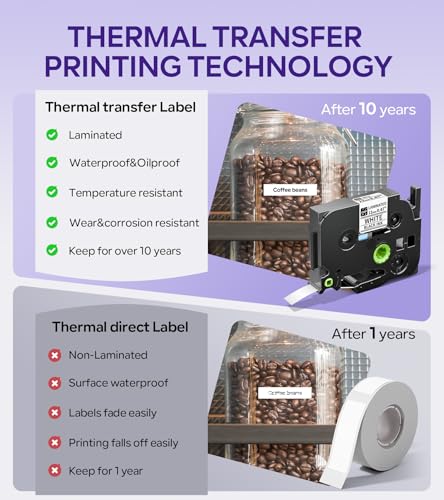 EazeID Purple Label Maker with 4 Laminated Waterproof Tapes - D210S
