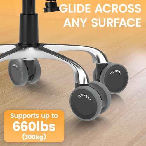 3 Inch Office Chair Wheels Replacement, (Stem 7/16-7/8) Set of 5 - Dual Wheel Heavy Duty 660LB Office Caster, Ultra Quiet Double Rubber-Like Wheel for Hardwood Floors and Carpets, Not for 1KEA Chairs