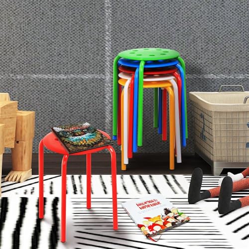 Yaheetech Multicolor Stackable Classroom Stools Set of 5, 17.3" Height