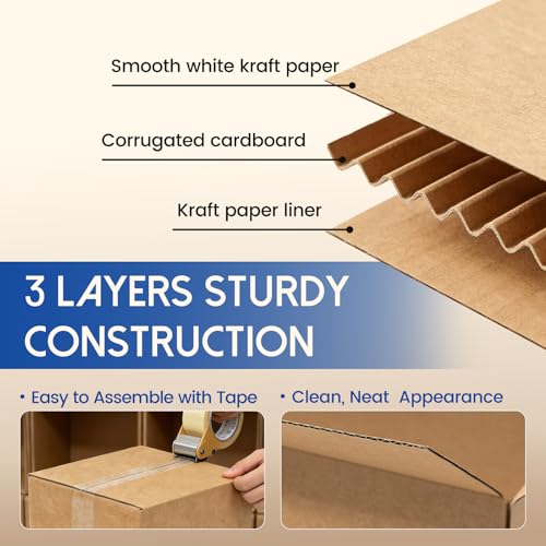 Mefleet 4x4x4 Inch Shipping Boxes 50 Pack Small Corrugated Cardboard Brown