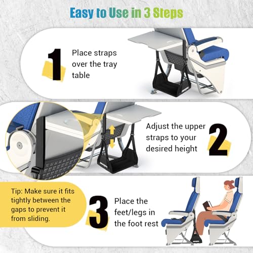 ODCPN 2-Pack Black Aircraft Foot Hammock, Thickened Bamboo Foot Rest for Travel