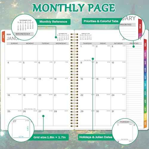 2026 Appointment Book/Planner - Appointment Book 2026, Jan.2026 - Dec.2026, 9" x 11", Daily/Hourly Planner 2026 with 30-Minute Increments, Twin-Wire Binding + Colorful Tabs + Back Pocket, Dreaming Moon