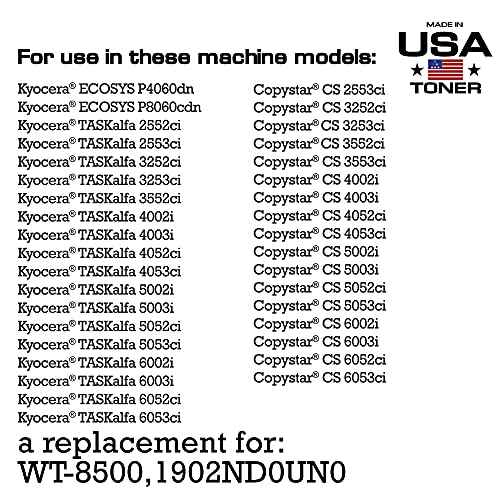 MADE IN USA TONER Premium Waste Container for Kyocera Copystar P8060cdn, TASKalfa 2553ci, 3252ci, 4002i, 5002i, 5052ci, 6052ci, WT-8500, 1902ND0UN0 (2 Waste Containers)