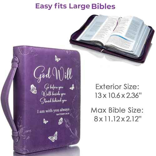 DEHITE Bible Cover Case for Women - Leather Bible Cases for Girls - Carrying Bag for Woman - Pen Slots ? Zippered Pocket ? Premium Faux Leather Holder - Christian Floral Accessories