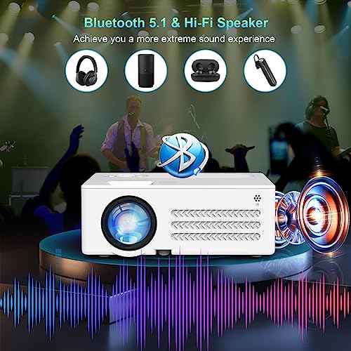 Native 1080P Projector with WiFi and Bluetooth, Full HD Movie Projector for Outdoor Use, 4K Supported Portable Mini Proyector, Compatible with iOS Android Phone, HDMI, USB, TV Stick for Home, Bedroom