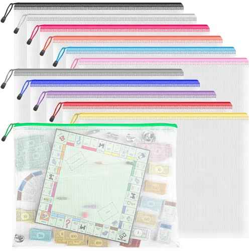 Umriox Zipper Pouch, 16.9x12.4 in (12 Colors, 12 Packs), Extra Large Zipper Bags, Waterproof Bags for Office Supplies, Puzzles, Board Game Storage & Cross Stitch Projects