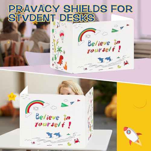 Privacy Boards for Student, 12 Pcs Desk Dividers for Students, Cardboard Privacy Folders, Privacy Shield Folder Boards, Classroom Divider Shield for School Teachers Home (Believe in Yourself)
