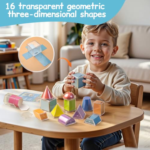 16 Pack Geometric Shapes Manipulatives for Math Learning, Classroom & Homeschool Use