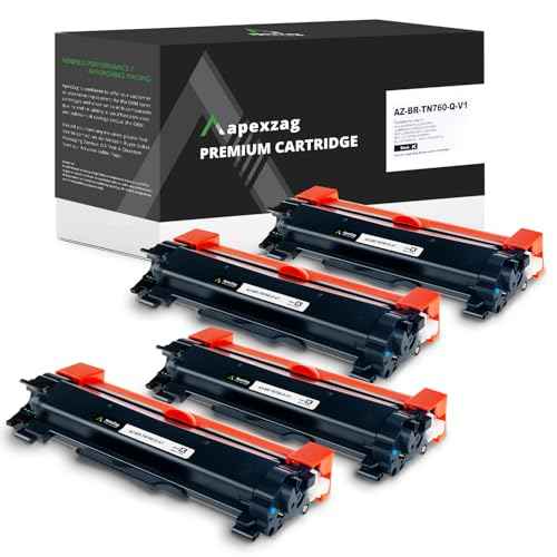 TN760 Toner for Brother Printer High Yield Ink Cartridges, Compatible Brother Toner TN-730/TN-760 for DCP-L2550DW HL-L2350DW, L2370DW, L2370DWXL, L2395DW, MFC-L2710DW Printer (Black, 4 Pack)