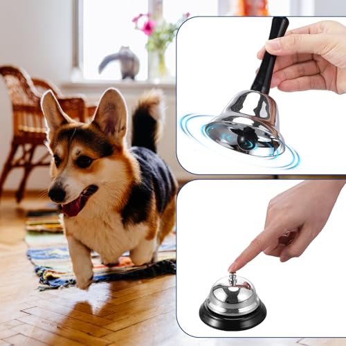 2 Pcs Stainless Steel Call & Hand Bells for Hotels, Restaurants, Office & Home