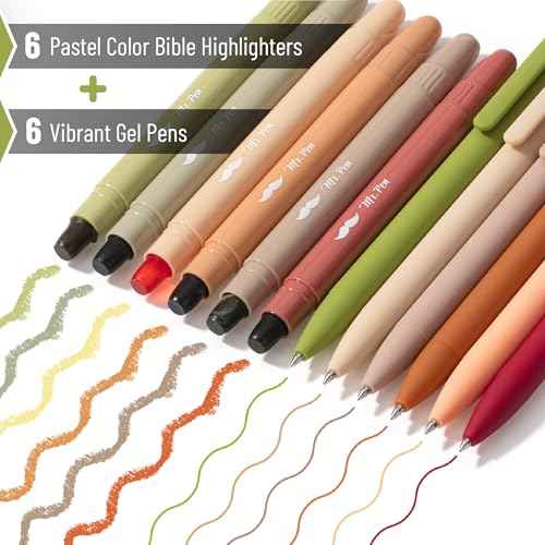 Mr. Pen- Bible Highlighters and Pens, 12 Pack, Earthy Colors No Bleed, Aesthetic Gel Pens, Cute