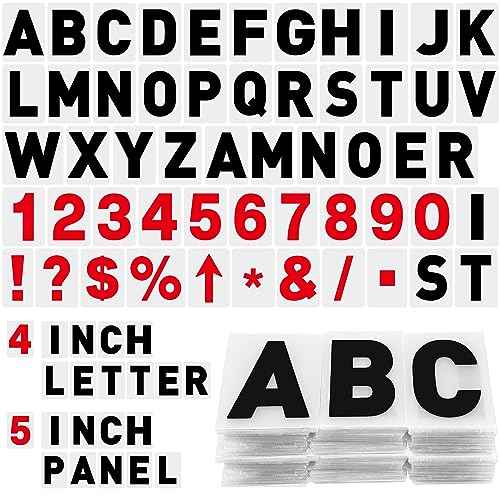 Leinuosen 300 Pcs Sign Letter Printed on Marquee Flexible Outdoor Black Portable Sign Board Plastic Changeable Letters and Numbers Punctuation Acrylic Numbers(4'', 5'')
