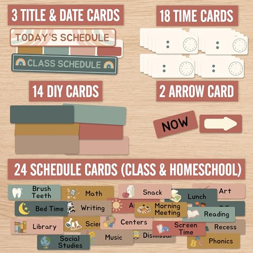 SCHOLOX White Daily Schedule Pocket Chart for Kids Management Classroom & Homeschool
