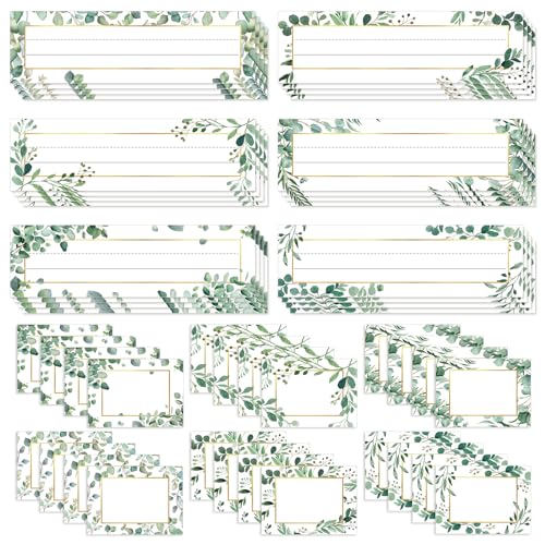 Hedeey Eucalyptus Nameplate Set - 48 Self-Adhesive Classroom Student Desk Tags