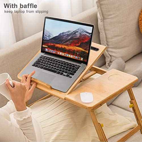 Lap Desk Bamboo Bed Tray Table Fits up to 17.7 Inch Foldable Laptop Desk for Breakfast Homework Study Reading Eating Food Tray Table