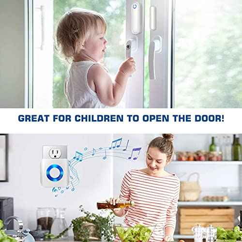 Caregiver Pager Door Alarms for Dementia Patients/Kids Safety/Home Security,Wireless Door Alarm Sensor for Elderly/Business/Home/Store (Three Sensor One Receiver)