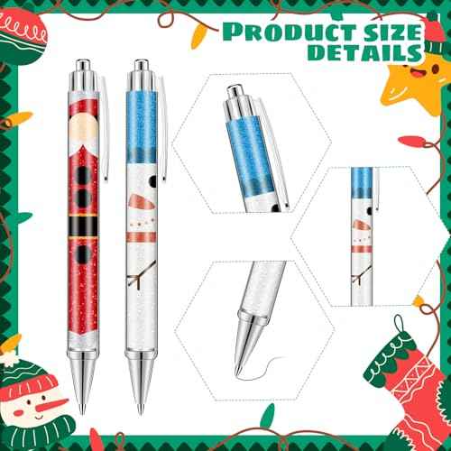 100 Pcs Christmas Ballpoint Pens Bulk Cute Nutcracker Candy Santa Snowman Design Christmas Pens Gifts Bulk For Xmas Tree Decoration Office Home Party Gift Supplies(Classic)