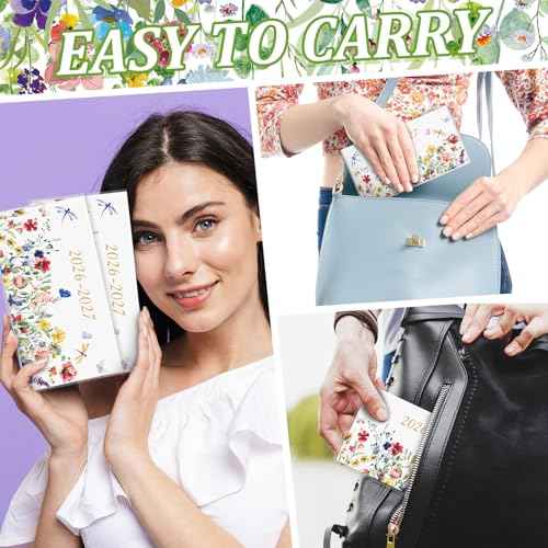 ReliThick 2026-2027 Pocket Calendar for Purse Small Monthly Planner Notebook with PVC Cover Pocket Calendar Journals Notepads Appreciation Present Gift for Women Mom Friends Teacher(Wildflowers)