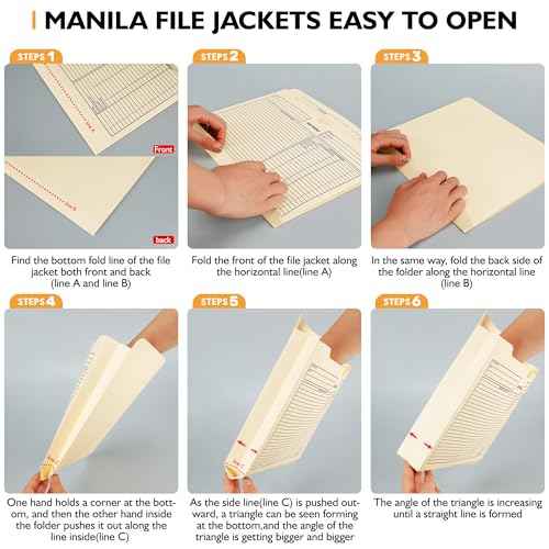 Manila File Jacket,10x12 Inches Jacket File Folders,2 Inch Expandable Sides Manila Folders,100 Packs Project File Jacket,Assorted Positions,Reinforced Straight-Cut Tab