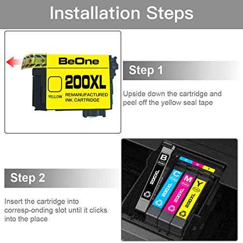 BeOne 200XL Remanufactured Ink Cartridge Replacement for Epson 200XL T200XL Compatible with Workforce WF-2520 WF-2530 WF-2540 Expression Home XP-200 XP-300 XP-410 (10-Pack; 4BK, 2C, 2M, 2Y)