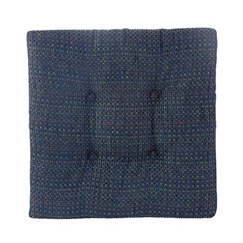 Klear Vu Non-Slip Gripper Tufted Square Bar Stools Cushions with Tie Straps for Dining Rooms, Kitchen Bars, Cafes and Restaurants - Set of 4, 12¡±x12¡±, Navy