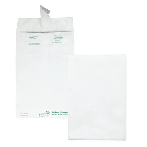 Quality Park Survivor Shipping Envelopes, 6" x 9", Made with Strong, Lightweight DuPont Tyvek Material, Flap-Stik Peel and Seal Closure, 100/Box (QUAR1320), White