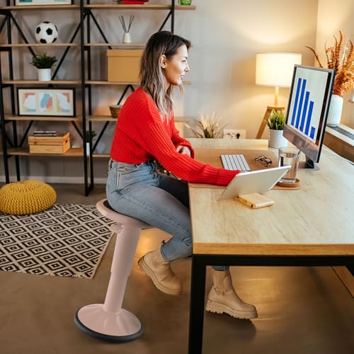 GIANTEX Adjustable Wobble Stool for Classroom & Office Seating - Peach Pink 24"