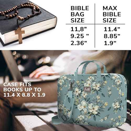 DEHITE Bible Cover Case for Women ? Floral Black Bible Bag Carrying Case ? Messenger Bag