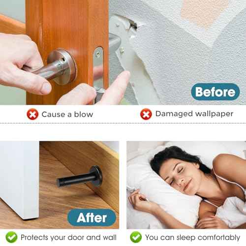 24Pcs Door Stopper, 3.5 Inch Heavy Duty 304 Stainless Steel Door Stop with Rubber Tip, Wall Mounted Door Stopper for Wall Protection, Sound Dampening, Matte Black