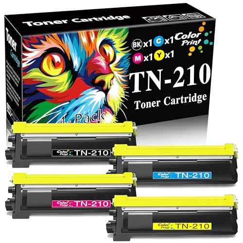 Compatible TN-210 Toner Cartridge Replacement for Brother TN210 Toner TN 210 TN210BK for MFC-9325CW MFC-9320CW MFC-9120CN 9125CN MFC9010CN HL3075CW HL3070CW Printer (4-Pack,BCMY)