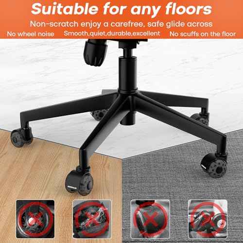 2 Inch Office Chair Wheels, 7/16-7/8 Stem,Transparent TPU Material, High Elasticity, Quiet, Smooth Rolling, Nylon Frame, 880LB Load£¬Fits 98% Chair, Capacity, Set of 5£¬Hard Floors & Carpet£¬Not for 1KEA