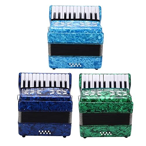 Acordeones Para Adultos, Acordeón Professional 22 Keys 8 Bass Accordion Instrument With Adjustable Straps And Sweet Sound Portable Educational Musical Instrument For Music Lover(Green)