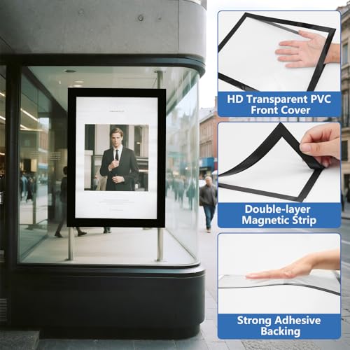NUITPY 25 Pack Magnetic Sign Holders 8.5 x 11 Inches - Reusable Magnetic Display Frames