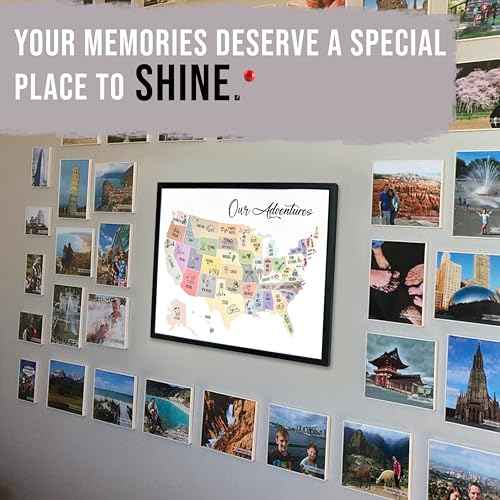 flinelife Usa Travel Map With Pins, 12X10, Our Adventures Travel Pin Board, 50 States Map, Perfect For Couples Gift