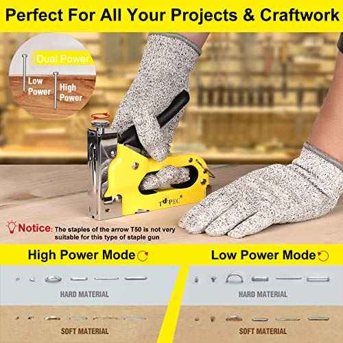 Upholstery Staple Gun, TOPEC 3 in 1 Heavy Duty Staple Guns/Home Use with 900 Staples - Manual Brad Nailer Power for Fixing, Material, Decoration, Carpentry, Furniture, Wood, DIY