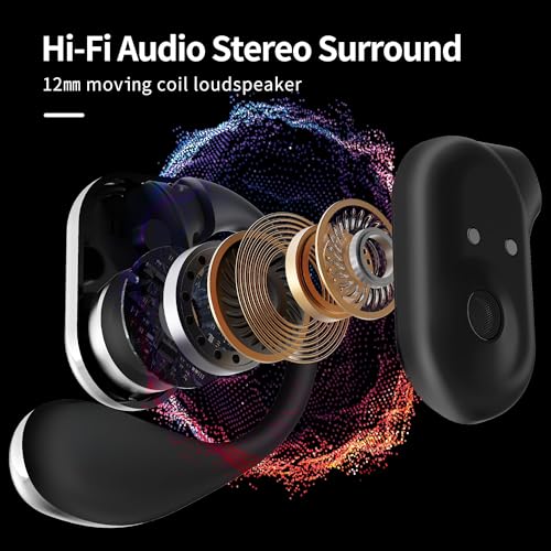 AI Translation Earbuds Real-Time, Wireless Earbuds 144 Languages & Accents, LCD Touch Screen Earbuds OWS Bluetooth Headphones Translator Earbuds for Travel Business Learning (Black)