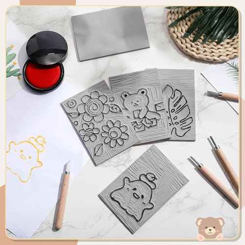 Frienda 30 Pack 4"x6" Rubber Carving Blocks Rubber Stamp Carving Linoleum Blocks for Printmaking, Printing, DIY Craft Project Soft Stamp for Beginners and Professional(Grey)
