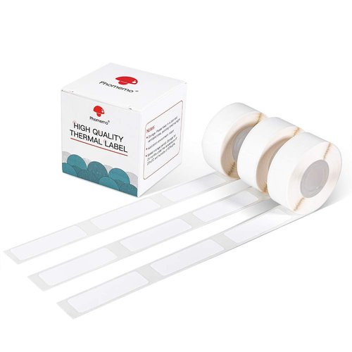 Phomemo D30 Thermal self-Adhesive Label, 3/8" X 1 1/2" (12mm X 40mm) 160 Labels/Roll, Phomemo D30 Label Tape Compatible with D30 Label Printer, Suitable for Home, School, Black on White, 3 Roll