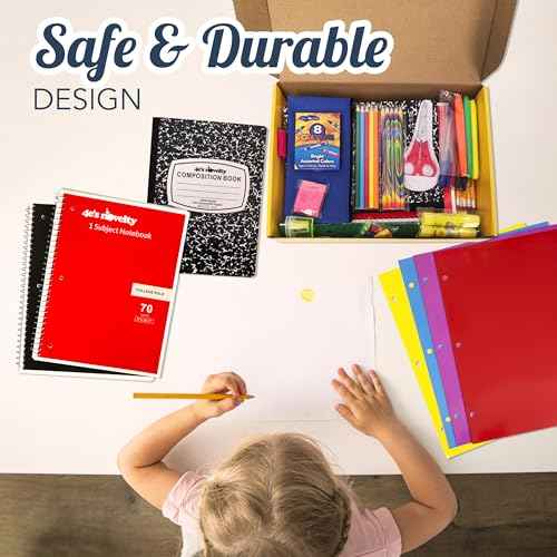 4E's Novelty 52 Pieces Schools Supplies Kit for K1-8 Back to School Supply Box with Essential Student Kits, School Supply Bundle Middle Elementary Schools Supplies Kit Grades 1 2 3 4 5 6 7 8