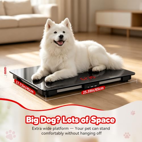 RAOYAN Black Dog Scale 220lb Max, 0.01lb Accuracy, Large Platform, Smart Hold & Tare