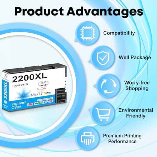 Miss Deer Compatible PGI-2200XL Pigment Ink Cartridges Work with Maxify MB5020 MB5320 MB5120 iB4120 and iB4020 Printers (2 Pigment Black, 2 Cyan, 2 Magenta, 2 Yellow) 8-Pack